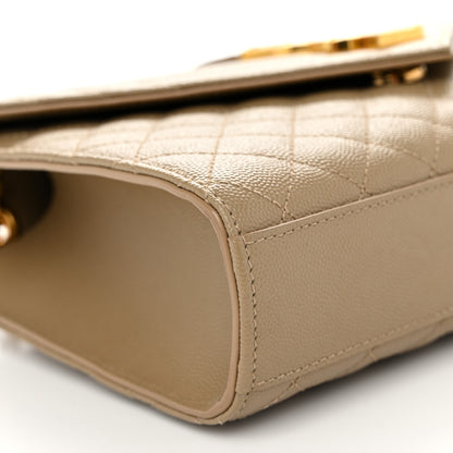 Saint Laurent Grain De Poudre Textured Mixed Matelasse Medium Triquilt Monogram Satchel Dark Latte 8 of 9
