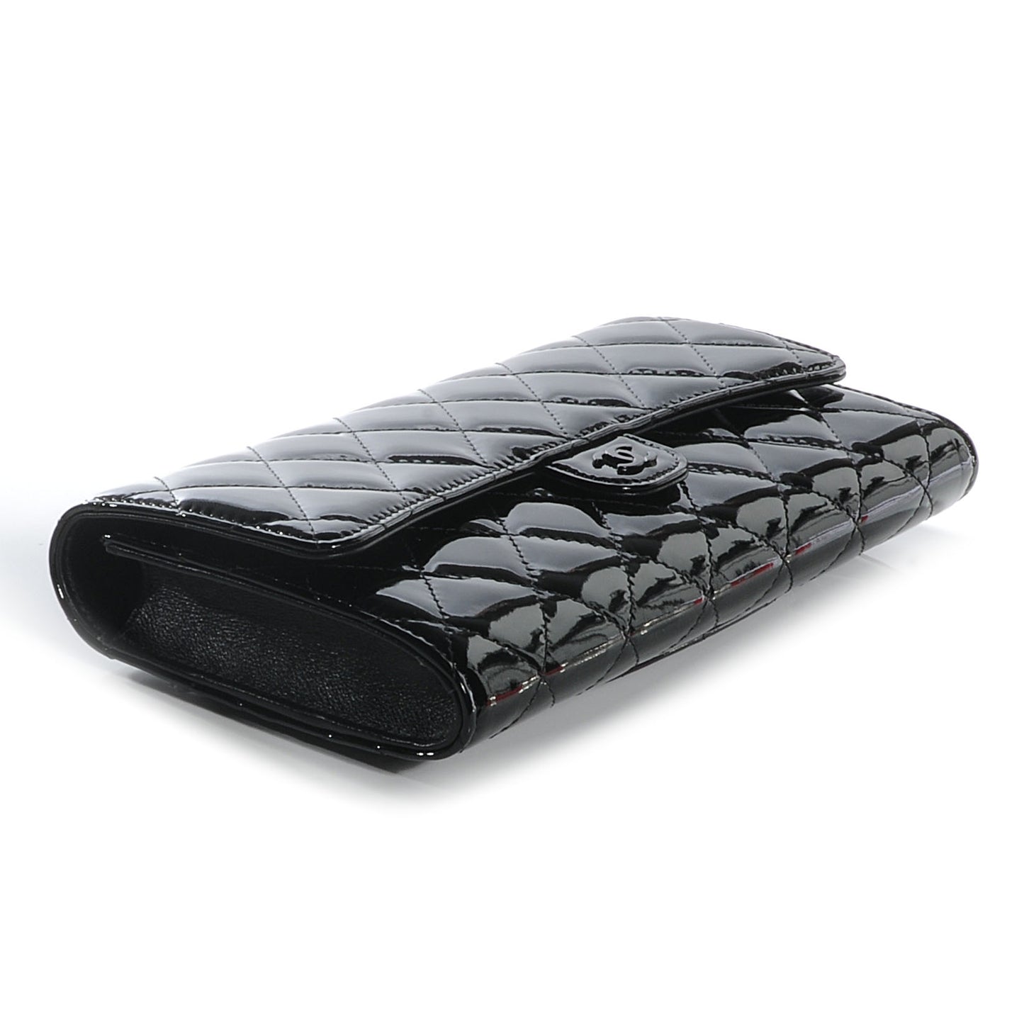 Patent Quilted Travel Wallet Black