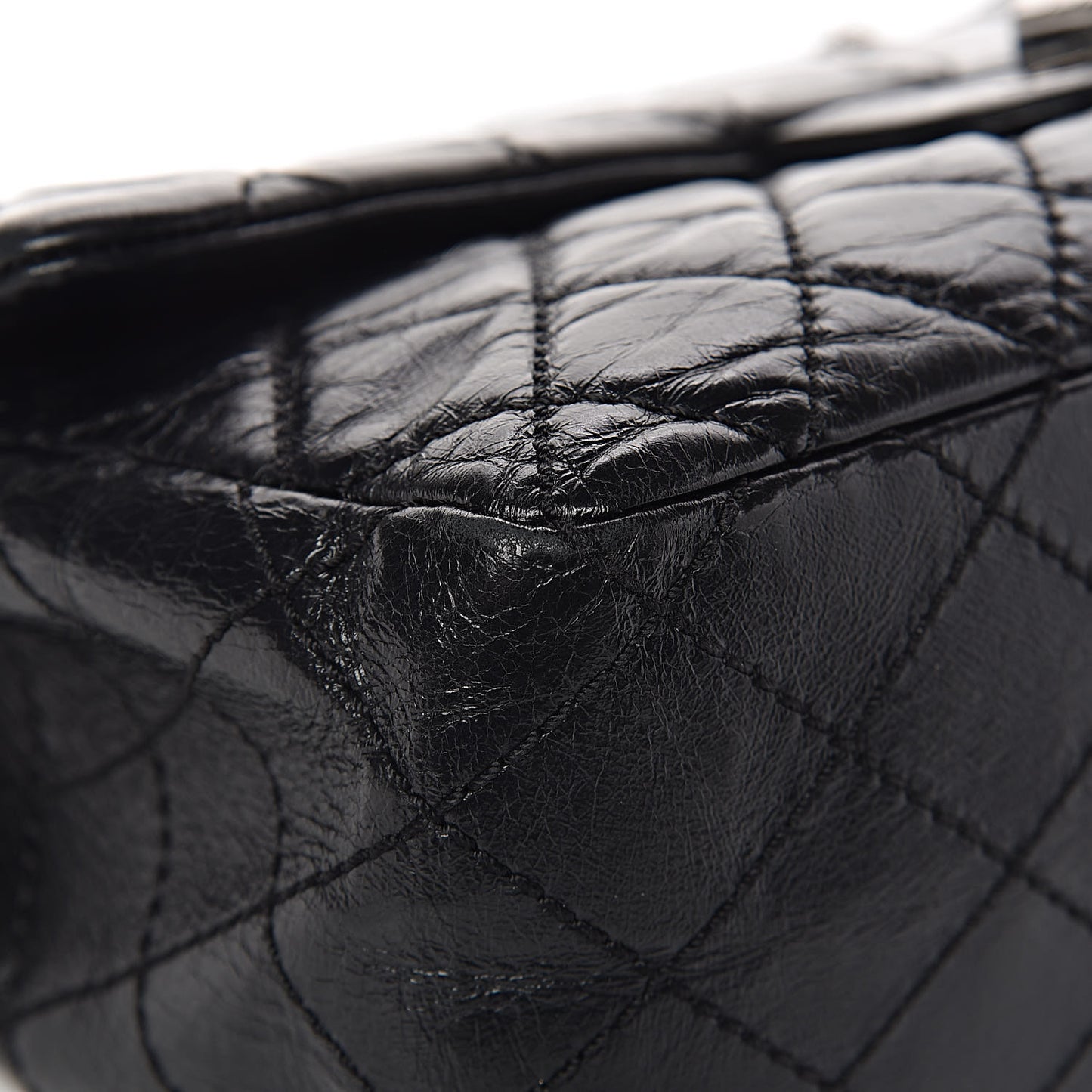 Glazed Calfskin Quilted Surpique 2.55 Reissue Black