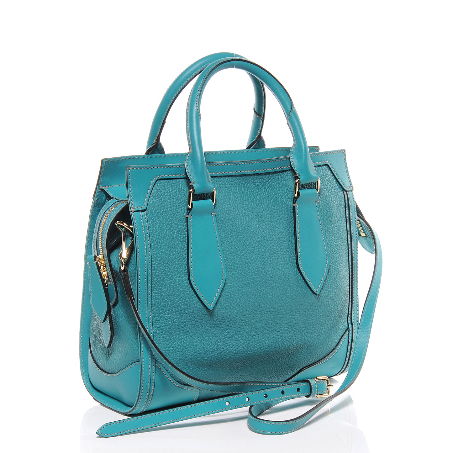 Pebbled Calfskin Small Honeywood Tote Kingfisher