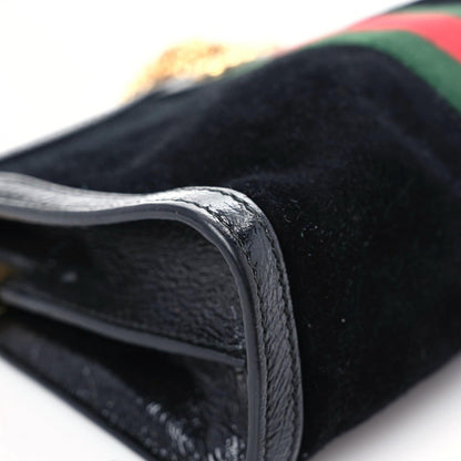 Gucci Suede Patent GG Web Small Ophidia Chain Shoulder Bag Black 15 of 21
