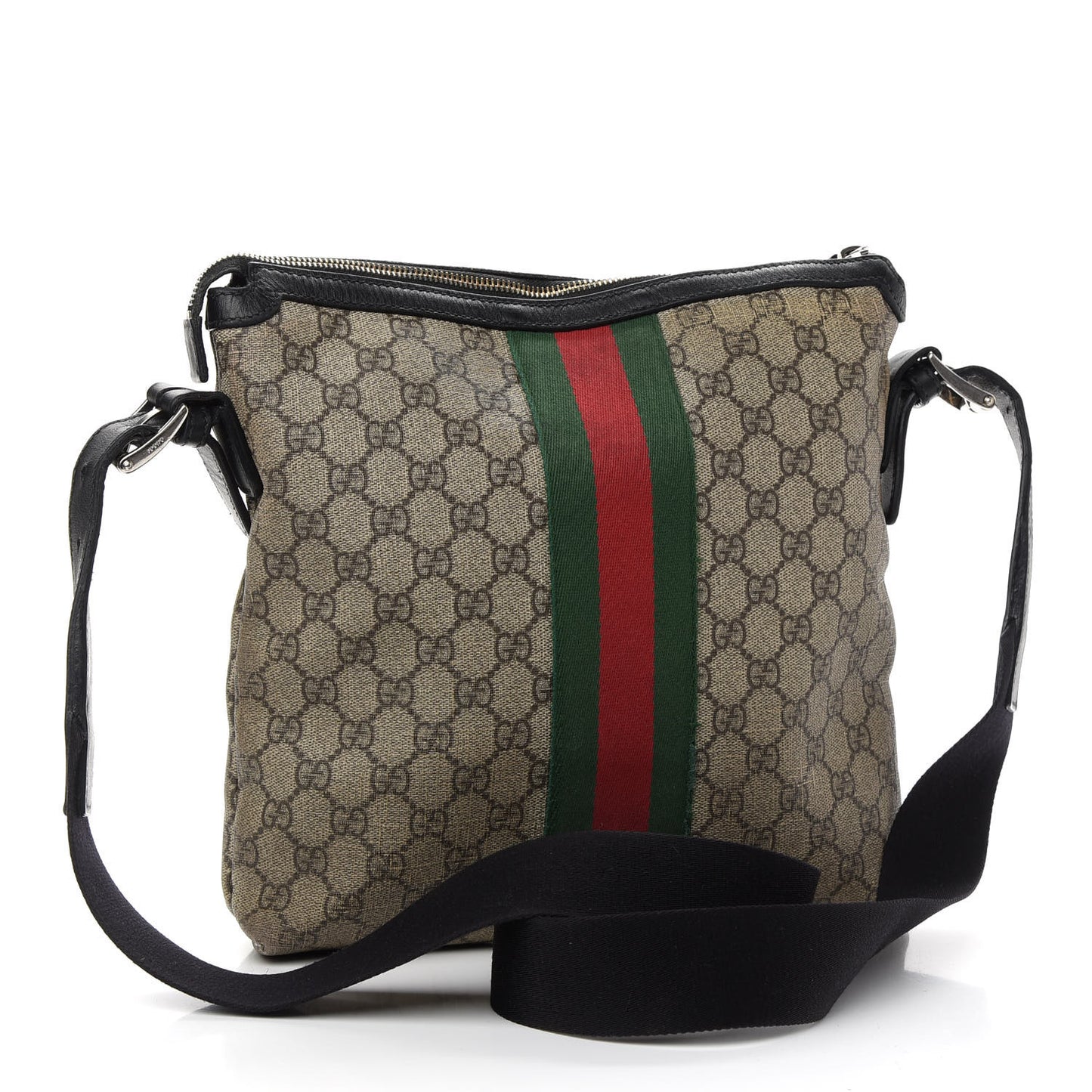 GG Supreme Monogram Web Messenger Bag Black