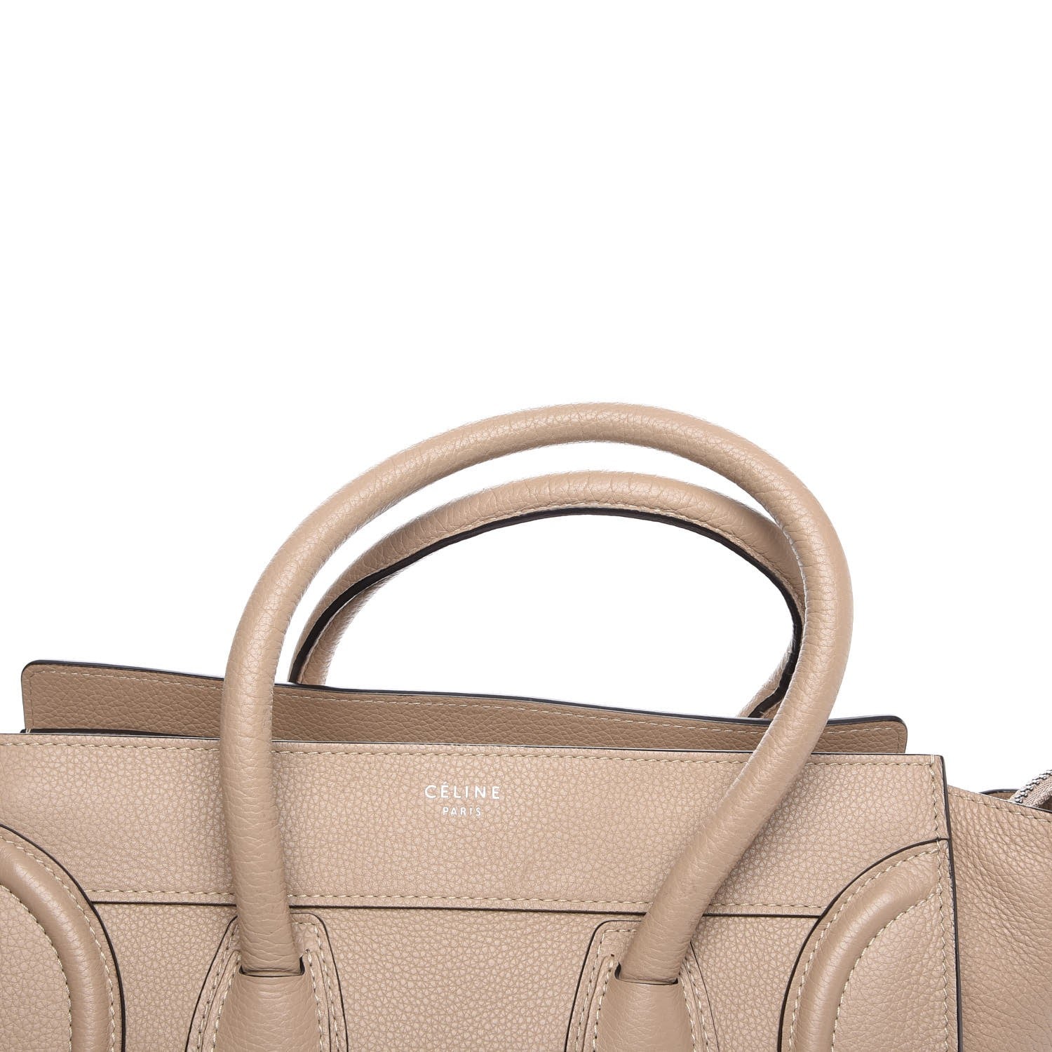 Celine Drummed Calfskin Mini Luggage Dune 9 of 14