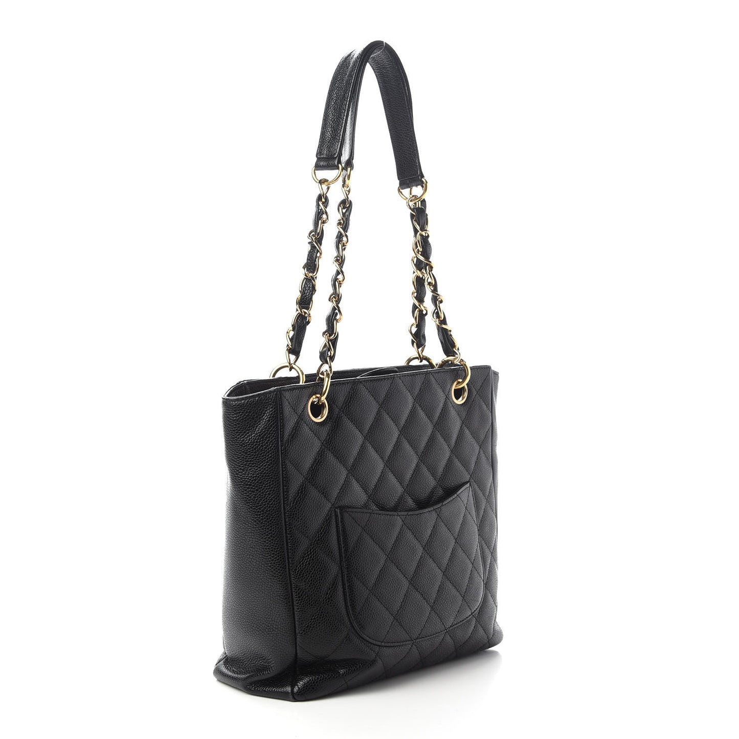 Caviar Quilted Petit Shopping Tote PST Black