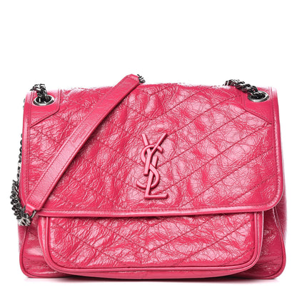 Saint Laurent Crinkled Calfskin Matelasse Monogram Medium Niki Chain Satchel Freesia 1 of 9