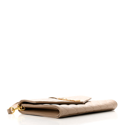 Saint Laurent Grain De Poudre Matelasse Chevron Monogram Envelope Clutch Dark Beige 4 of 8