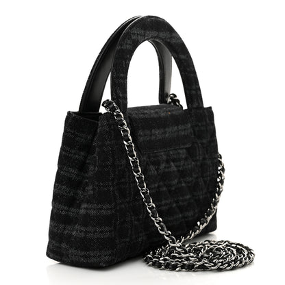 Chanel Printed Denim Quilted Nano Kelly Shopper Black Grey 3 of 11