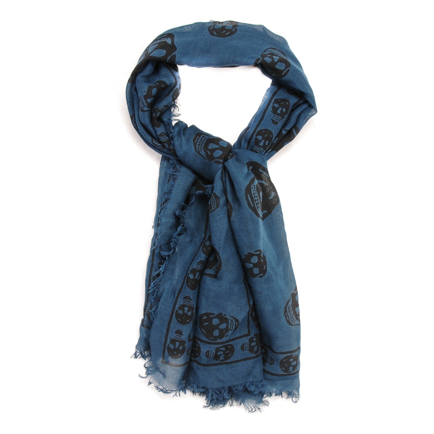 Alexander McQueen Modal Cashmere Skull Scarf Blue 1 of 5