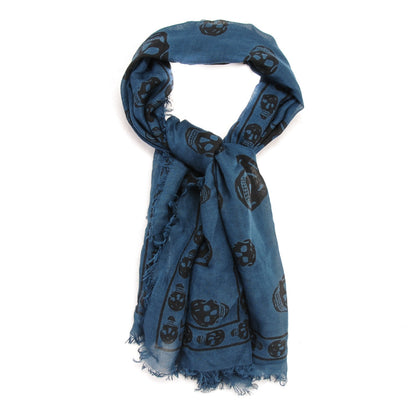 Alexander McQueen Modal Cashmere Skull Scarf Blue 1 of 5
