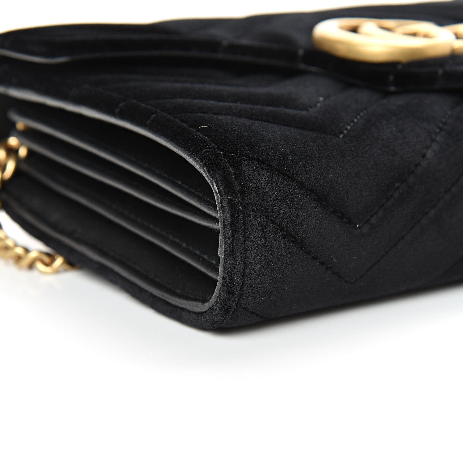 Gucci Velvet Matelasse GG Marmont Chain Wallet Black 8 of 10