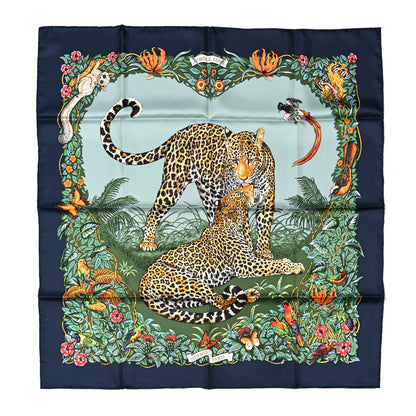 Hermes Silk Jungle Love Scarf 90 Marine Vert Orange 1 of 4