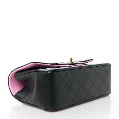 Chanel Lambskin Quilted Bi-Color Mini Top Handle Rectangular Flap Black Lilac 4 of 11