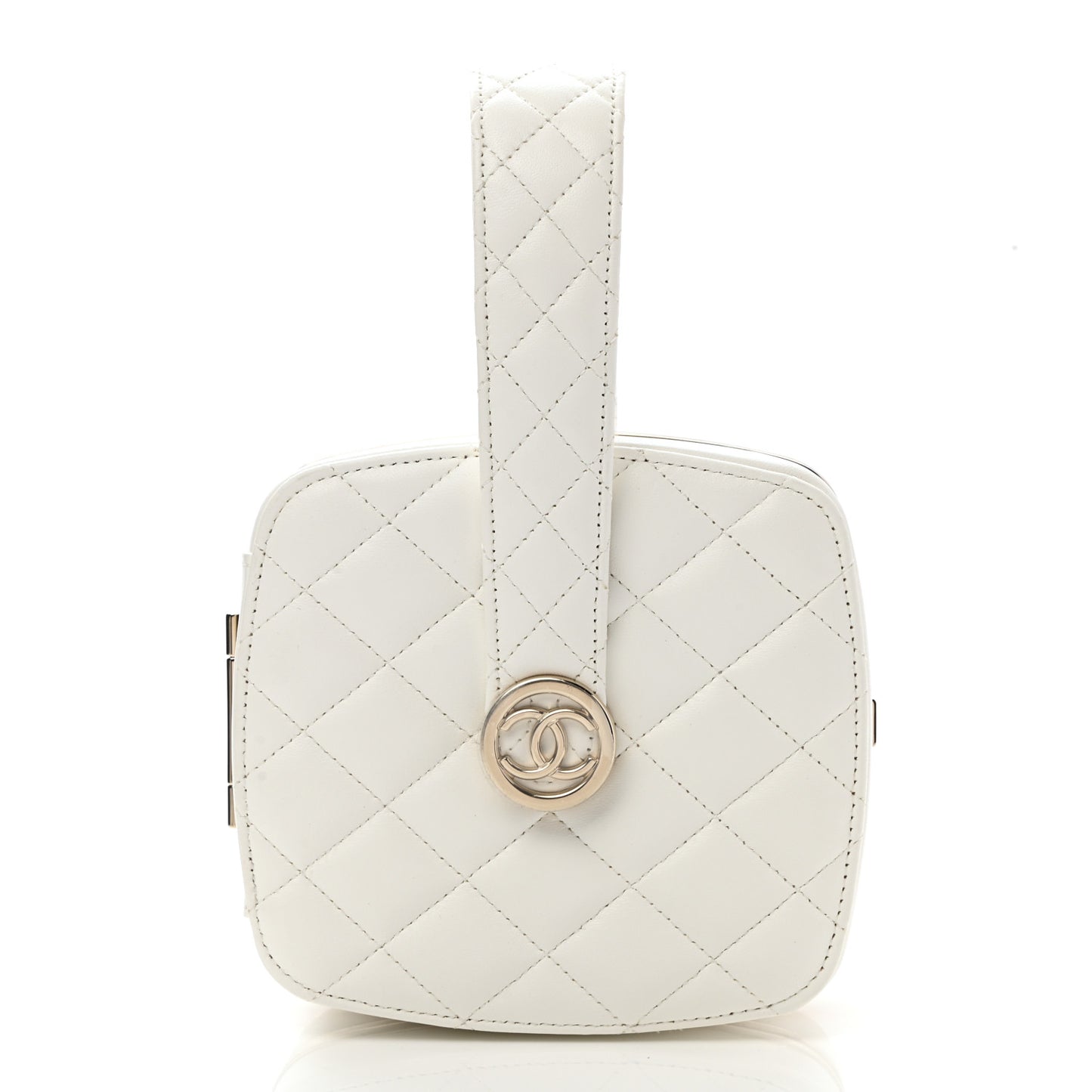 Lambskin Minaudiere Vanity With Handle White