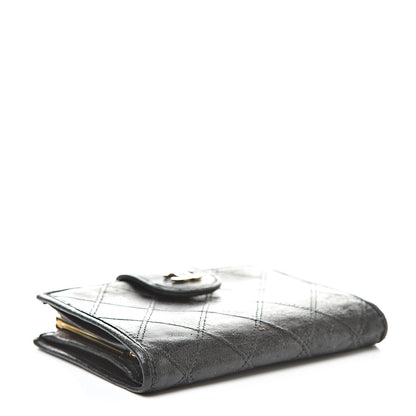 Chanel Lambskin Stitched Compact French Wallet Black 4 of 14