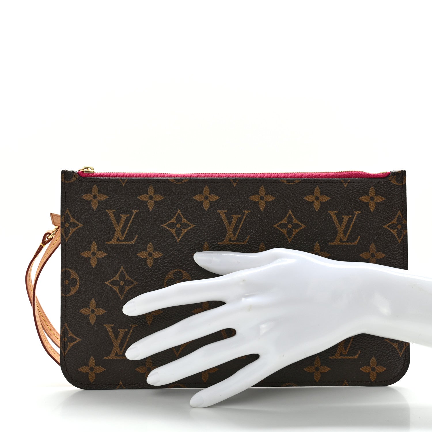 Louis Vuitton Monogram Neverfull MM GM Pochette Fuchsia 2 of 13