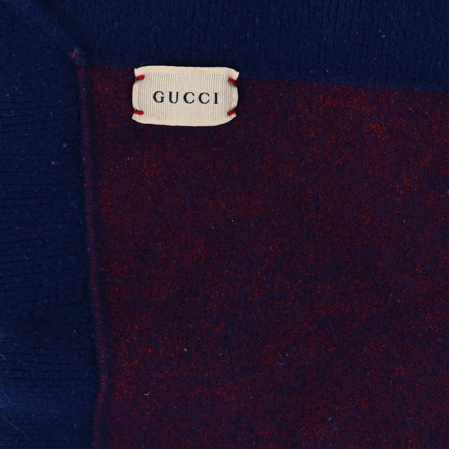 Wool GG Monogram Square Scarf Navy Red