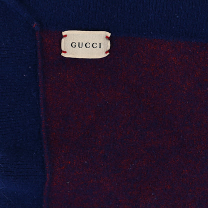 Gucci Wool GG Monogram Square Scarf Navy Red 2 of 3