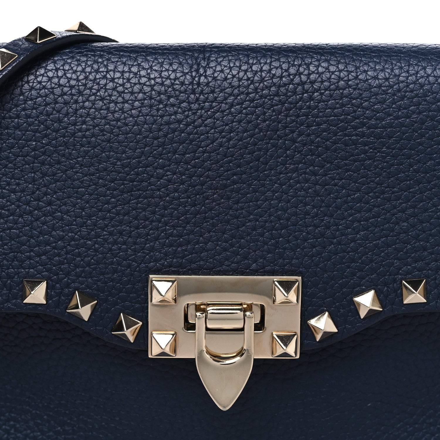 Valentino Garavani Pebbled Calfskin Medium Rockstud Flip Lock Crossbody Bag Navy 8 of 10