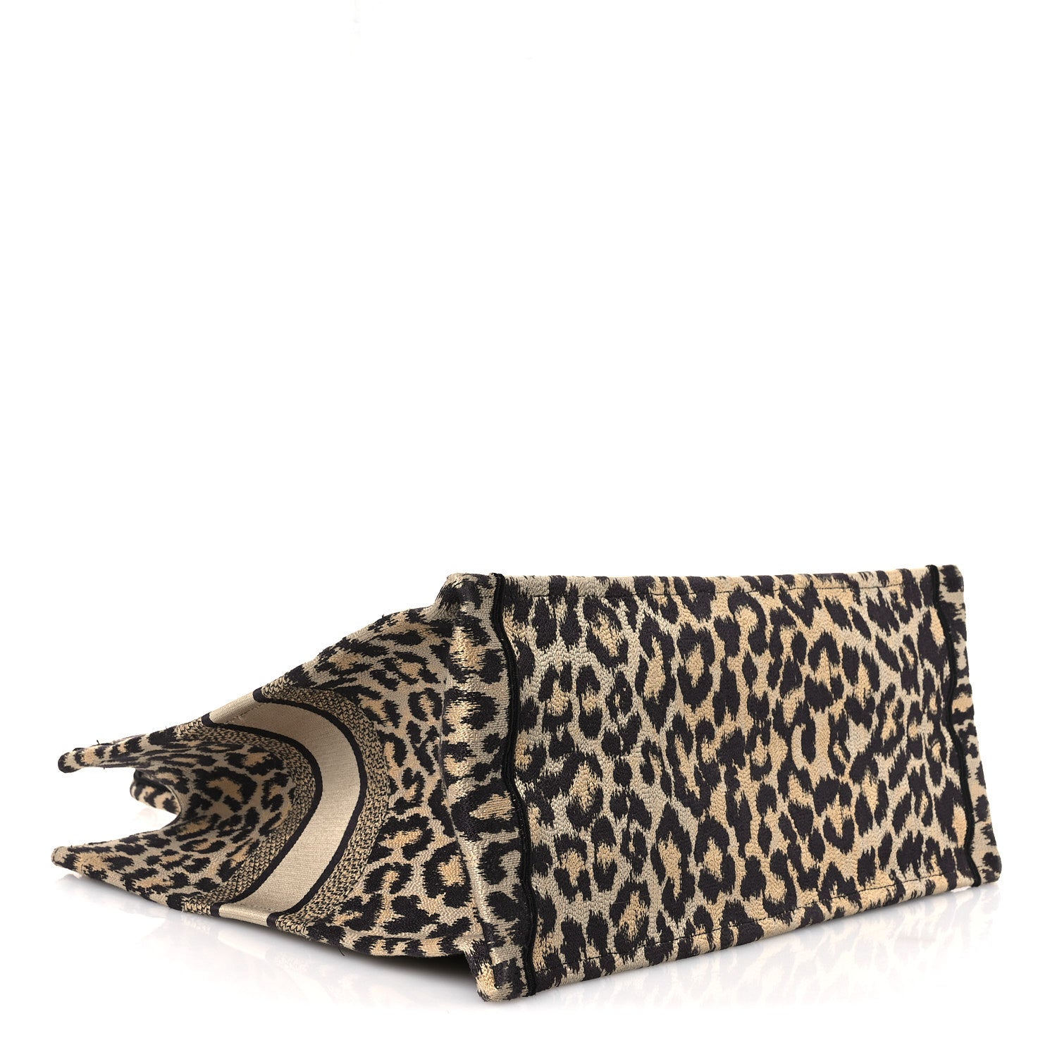 Christian Dior Canvas Mizza Embroidered Large Leopard Book Tote