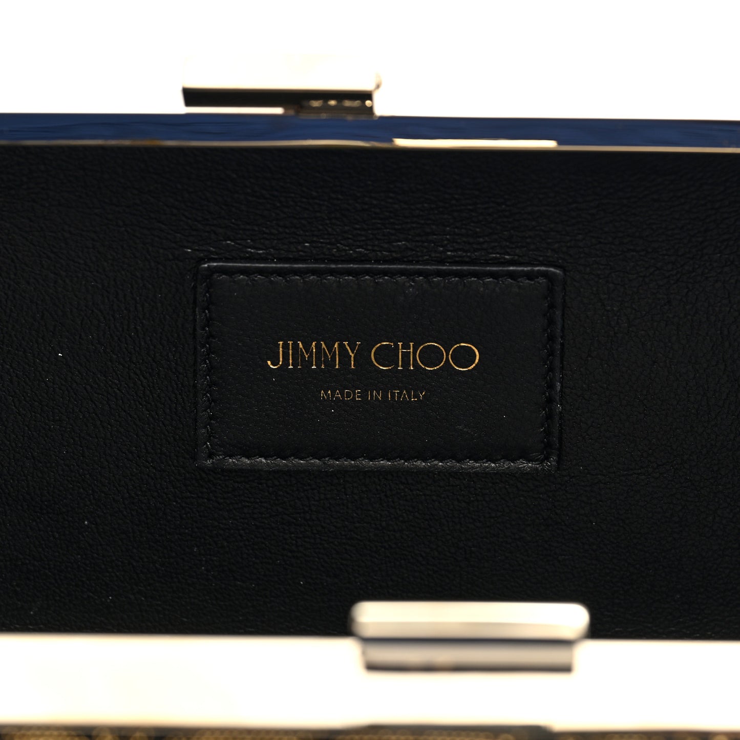 Canvas Geometric Metal Box Clutch Black