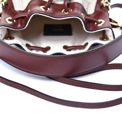 Fendi Sardinian Jacquard Vitello King F is Fendi FF 1974 Embroidered Mini Mon Tresor Bucket Bag Corda Praline 10 of 10