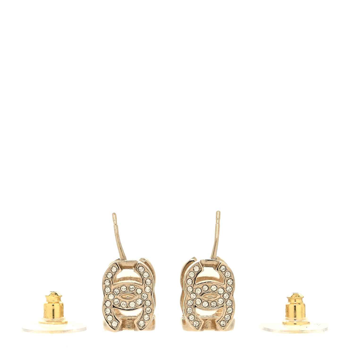 Chanel Crystal CC Hoop Earrings Gold 3 of 4