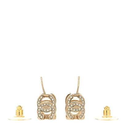 Chanel Crystal CC Hoop Earrings Gold 3 of 4