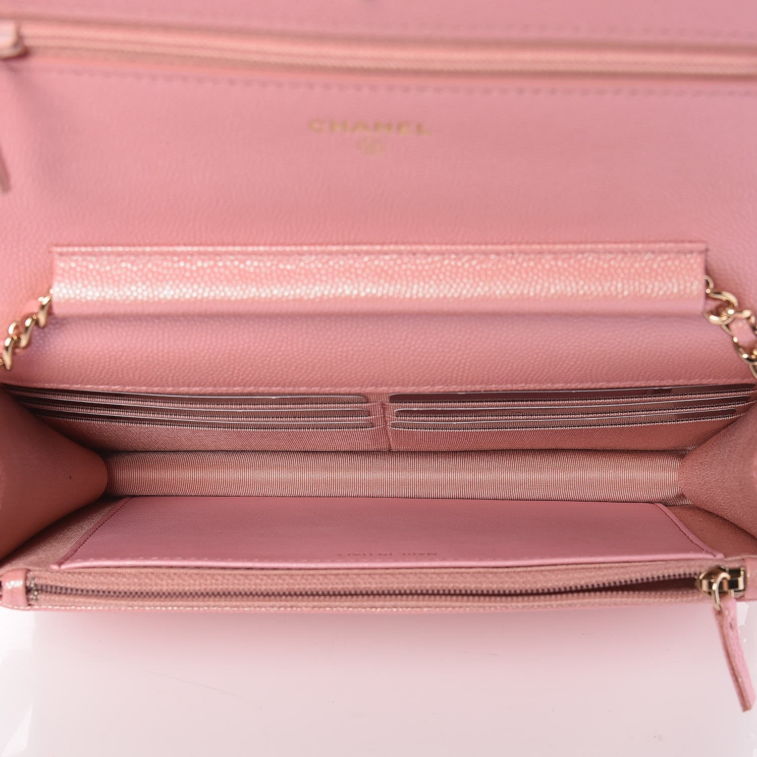 Chanel Iridescent Caviar Quilted Wallet on Chain WOC Rose Pink 7 of 11