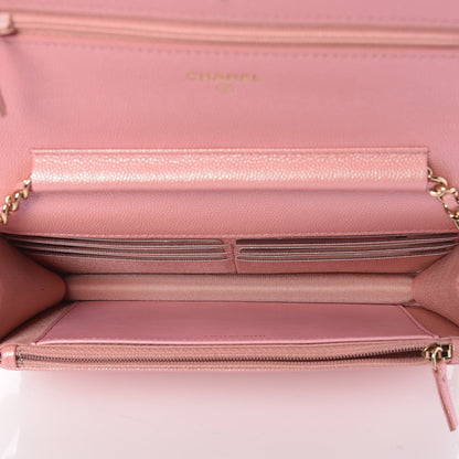 Chanel Iridescent Caviar Quilted Wallet on Chain WOC Rose Pink 7 of 11