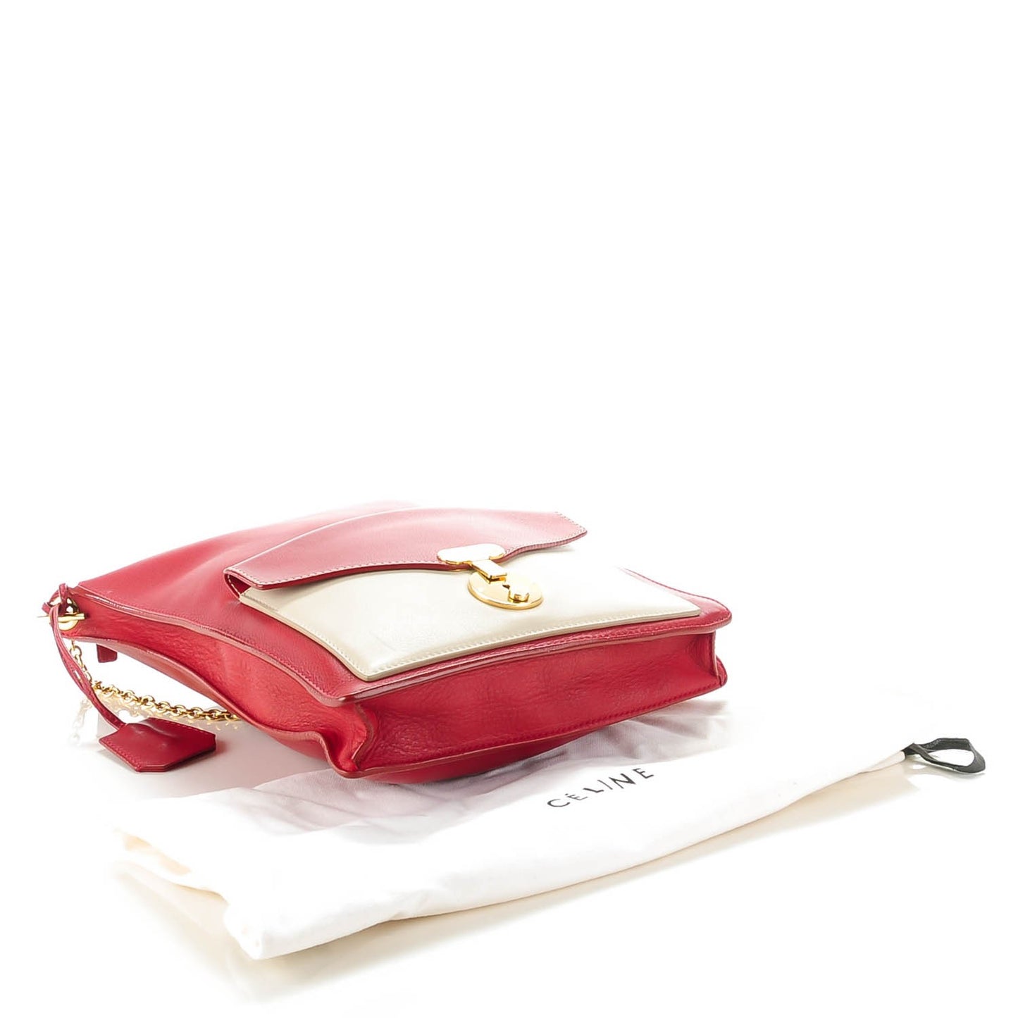 Calfskin Bi-Color Envelope Shoulder Bag Red
