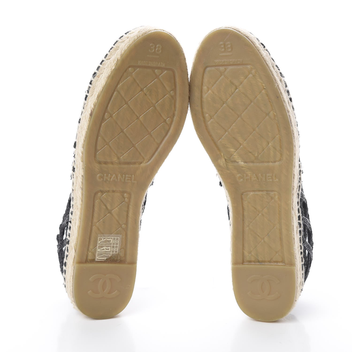 Chanel Woven Fabric Grosgrain CC Espadrilles 38 Black 5 of 7