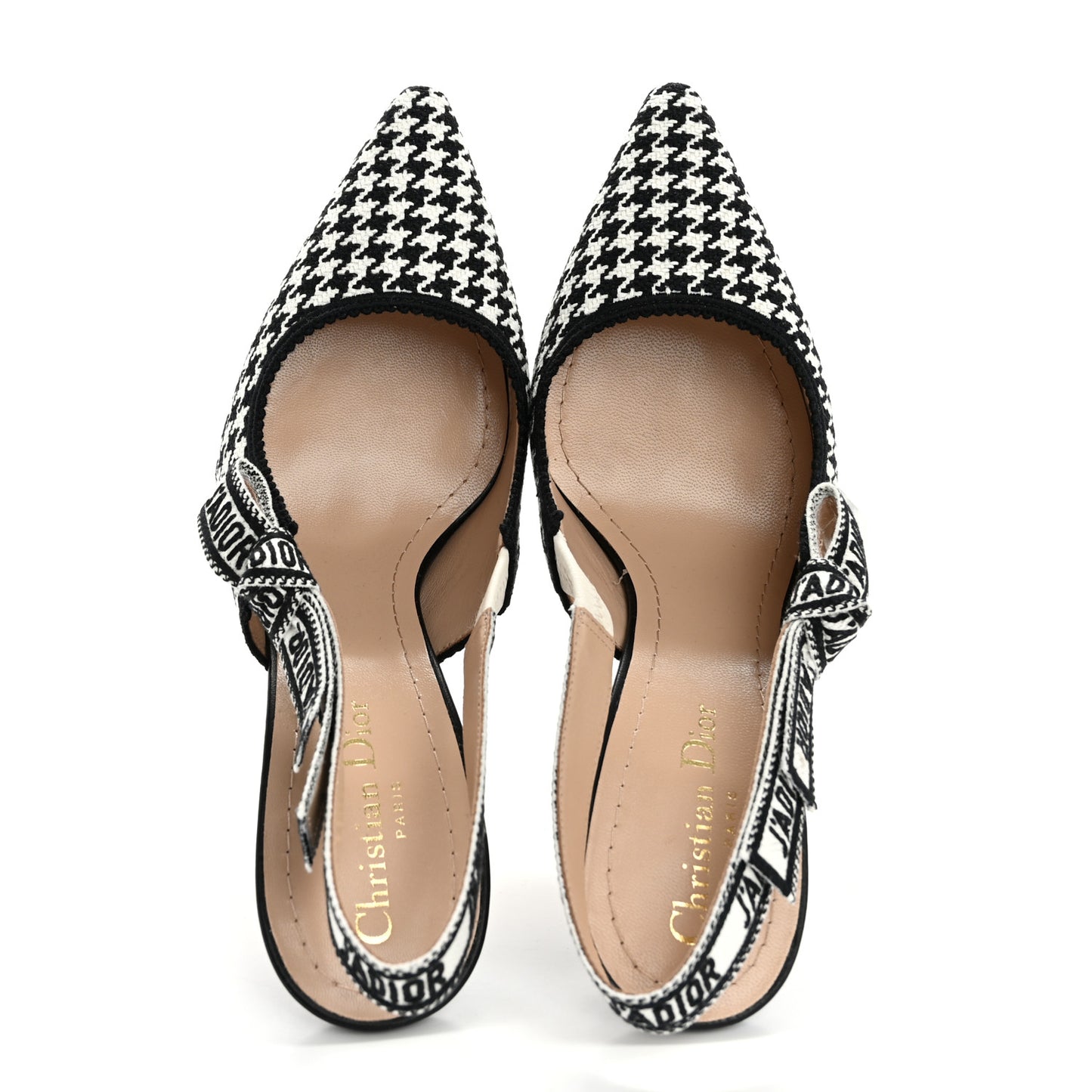 Micro PDP Cotton Houndstooth J'Adior Slingback 100mm Pumps 39 Black White