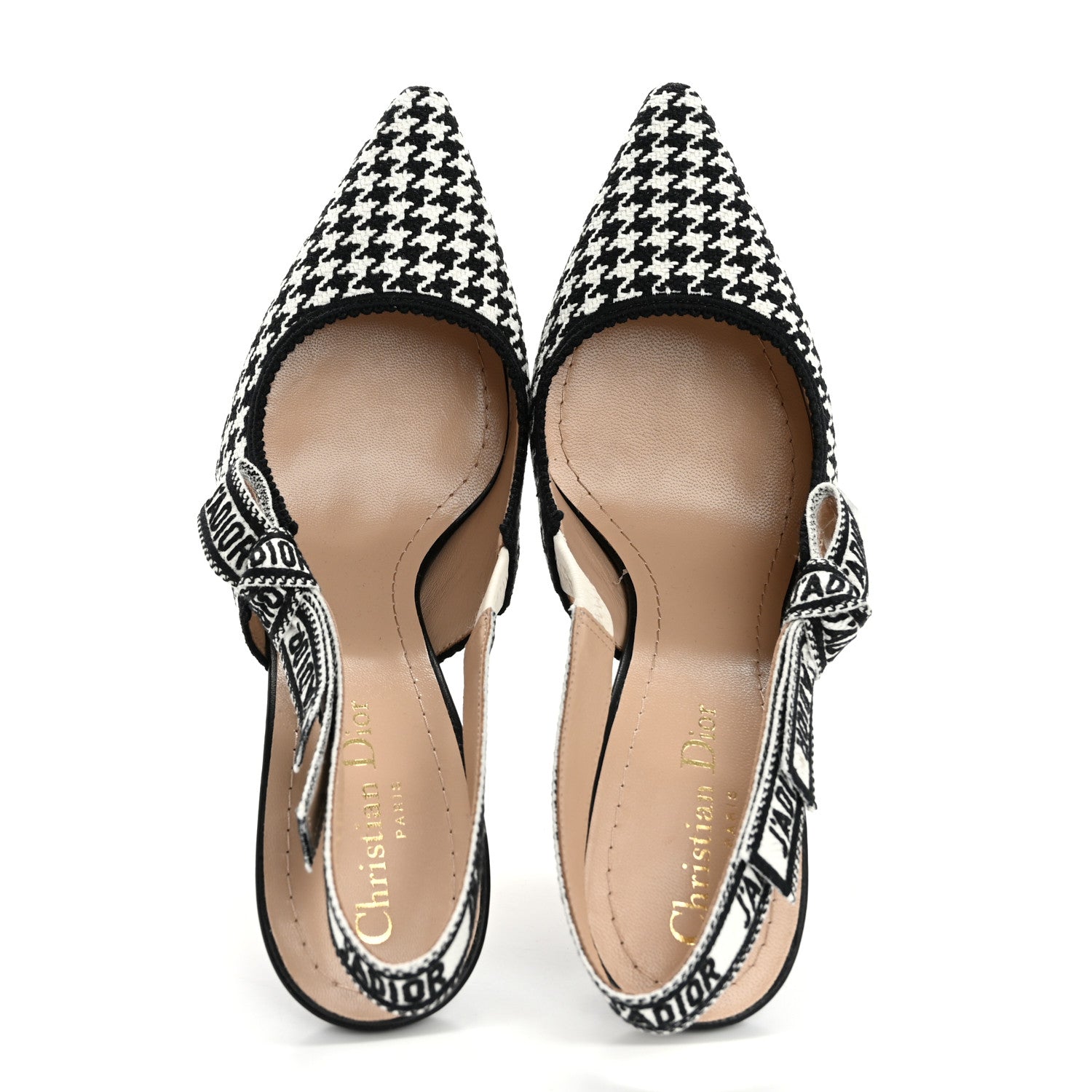 Christian Dior Micro PDP Cotton Houndstooth J'Adior Slingback 100mm Pumps 39 Black White 2 of 14