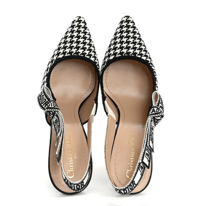 Christian Dior Micro PDP Cotton Houndstooth J'Adior Slingback 100mm Pumps 39 Black White 2 of 14