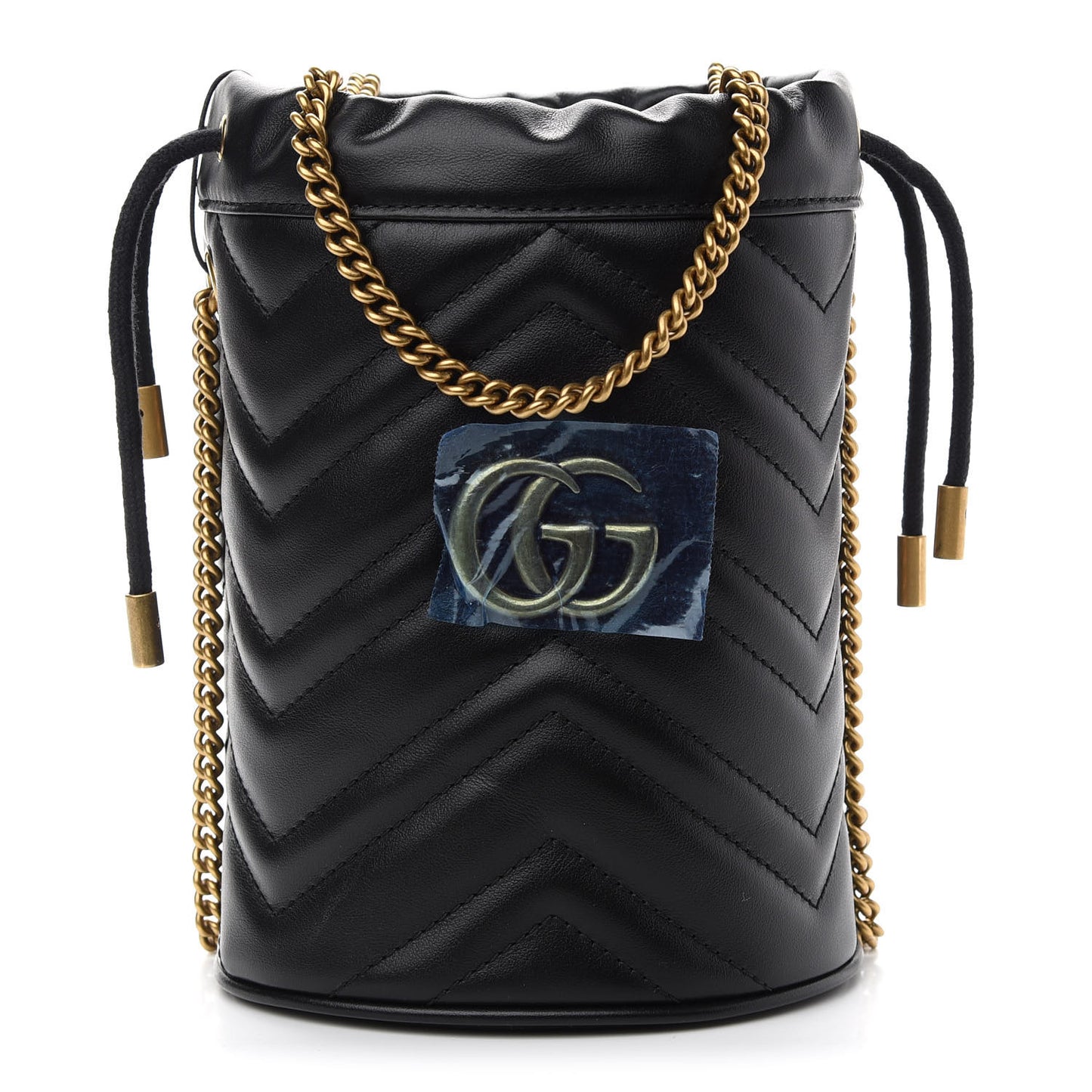 Calfskin Matelasse Mini GG Marmont 2.0 Bucket Bag Black