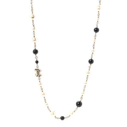 Chanel Ruthenium Pearl Beaded CC Long Necklace Black 3 of 5