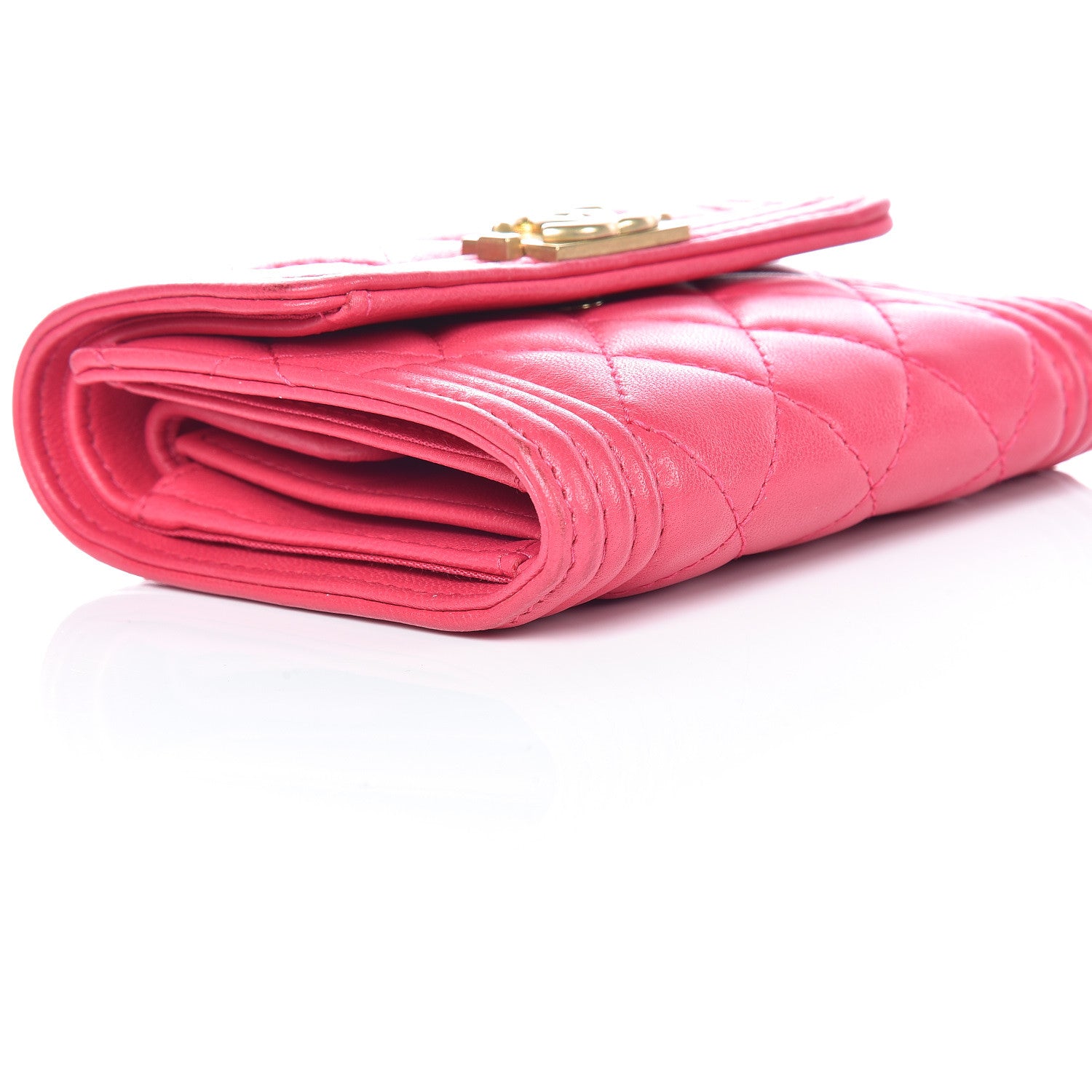 Chanel Lambskin Quilted Compact Boy Wallet Fuchsia 16 of 17