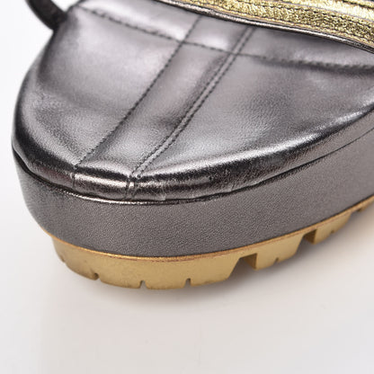 Saint Laurent Metallic Trooper Platform Sandals 40 Gold 14 of 18