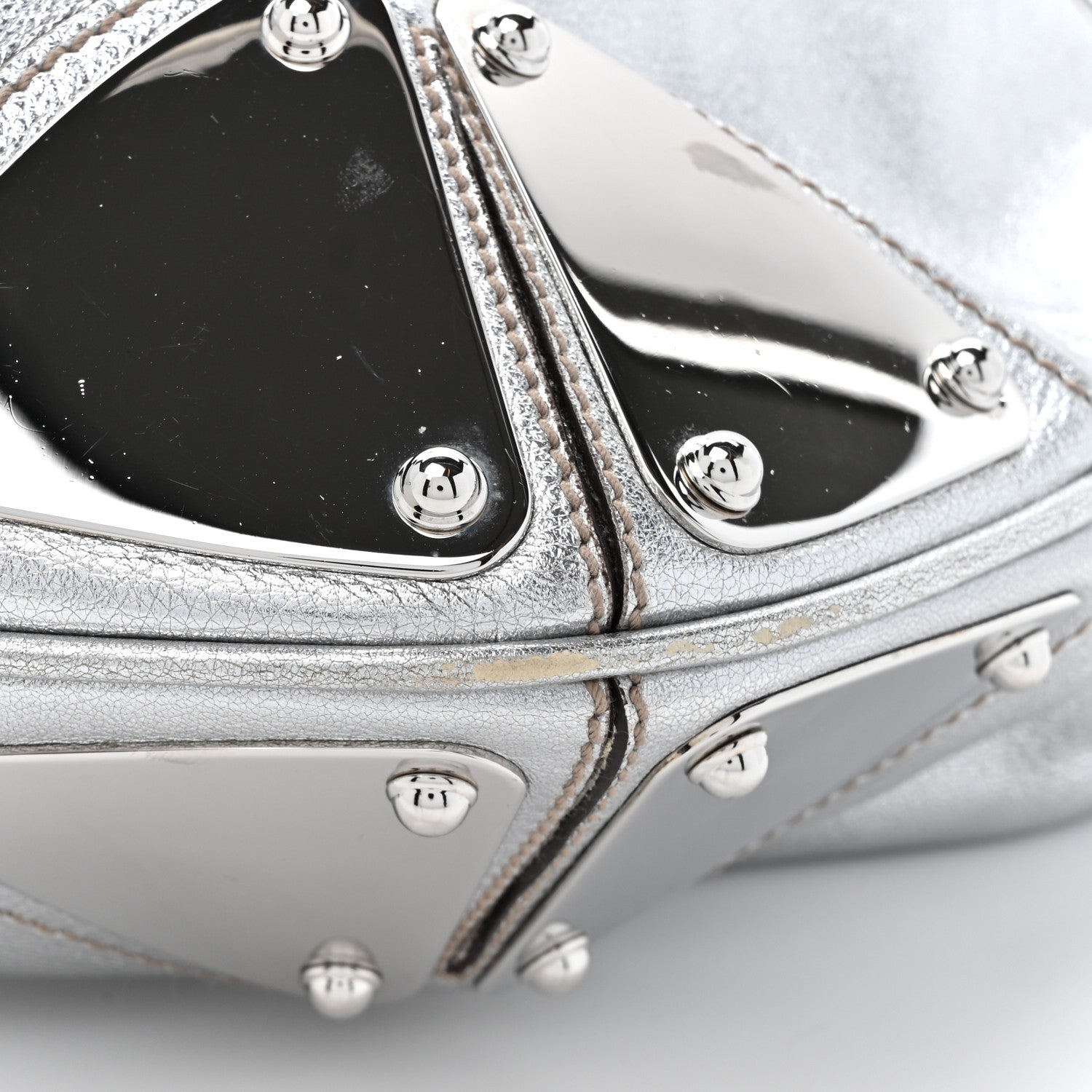 Gucci Metallic Calfskin Medium Indy Top Handle Hobo Silver 13 of 14
