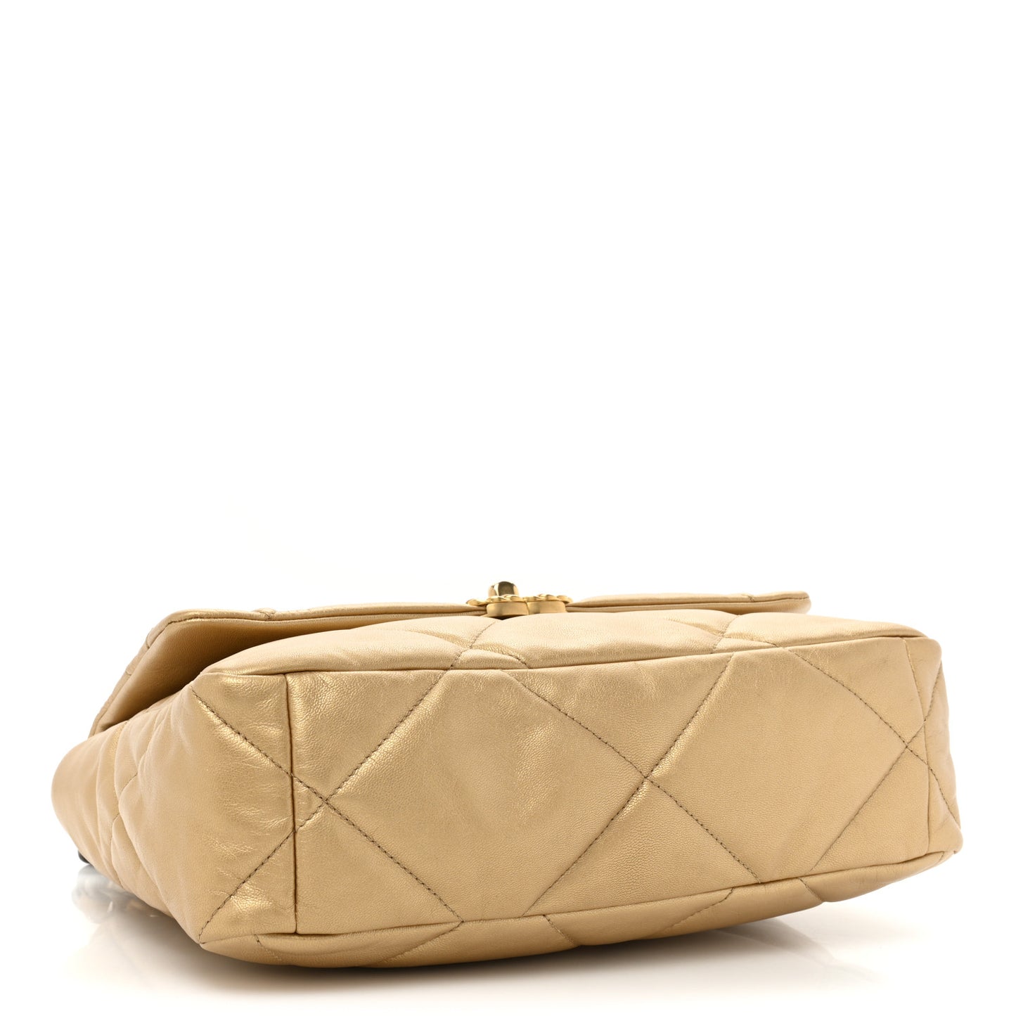 Metallic Goatskin Quilted Large Chanel 19 Flap Gold