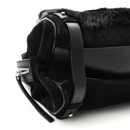 Salvatore Ferragamo Fur Calfskin Suede Top Handle East West Tote Bag Black 8 of 10