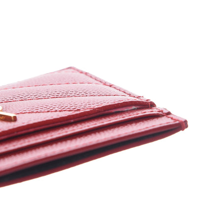 Saint Laurent Grain De Poudre Matelasse Chevron Monogram Credit Card Case New Red 8 of 8