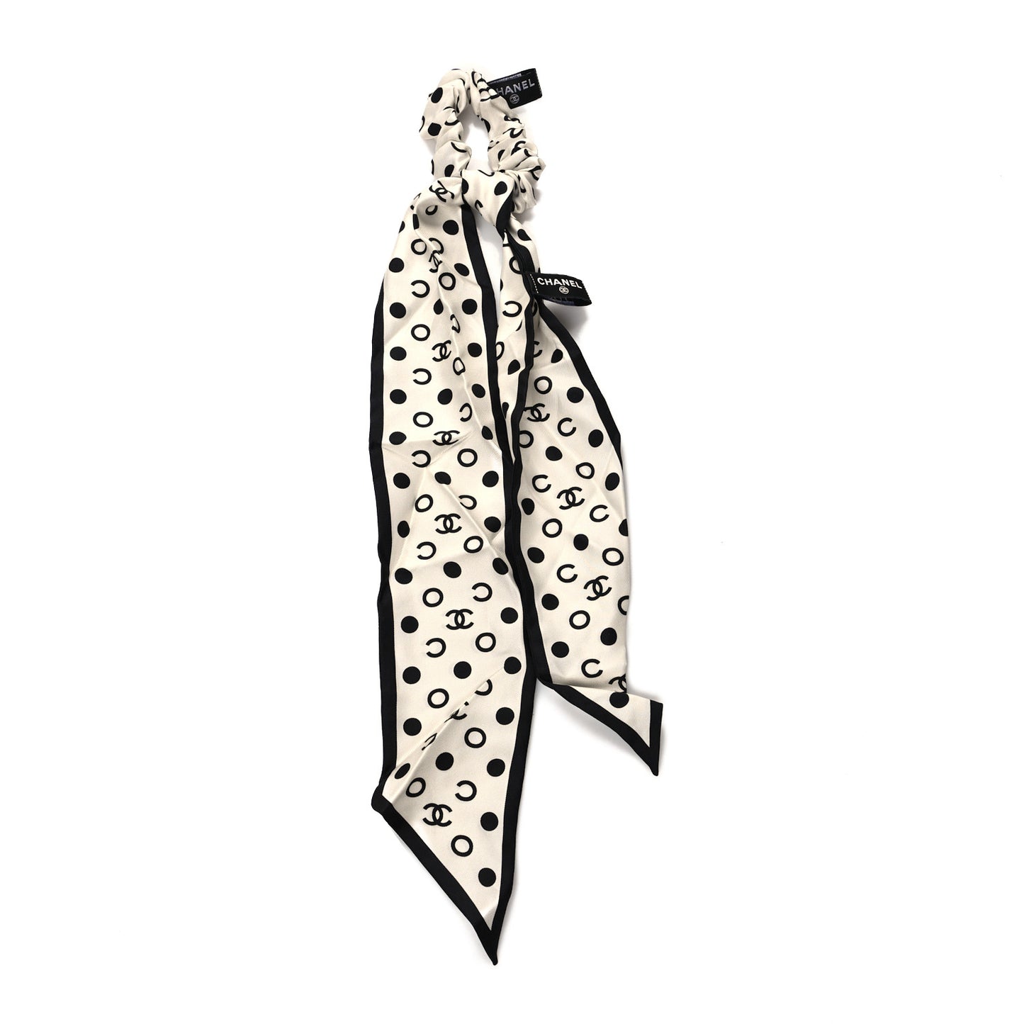 Silk CC Twilly Hair Tie Ivory Black