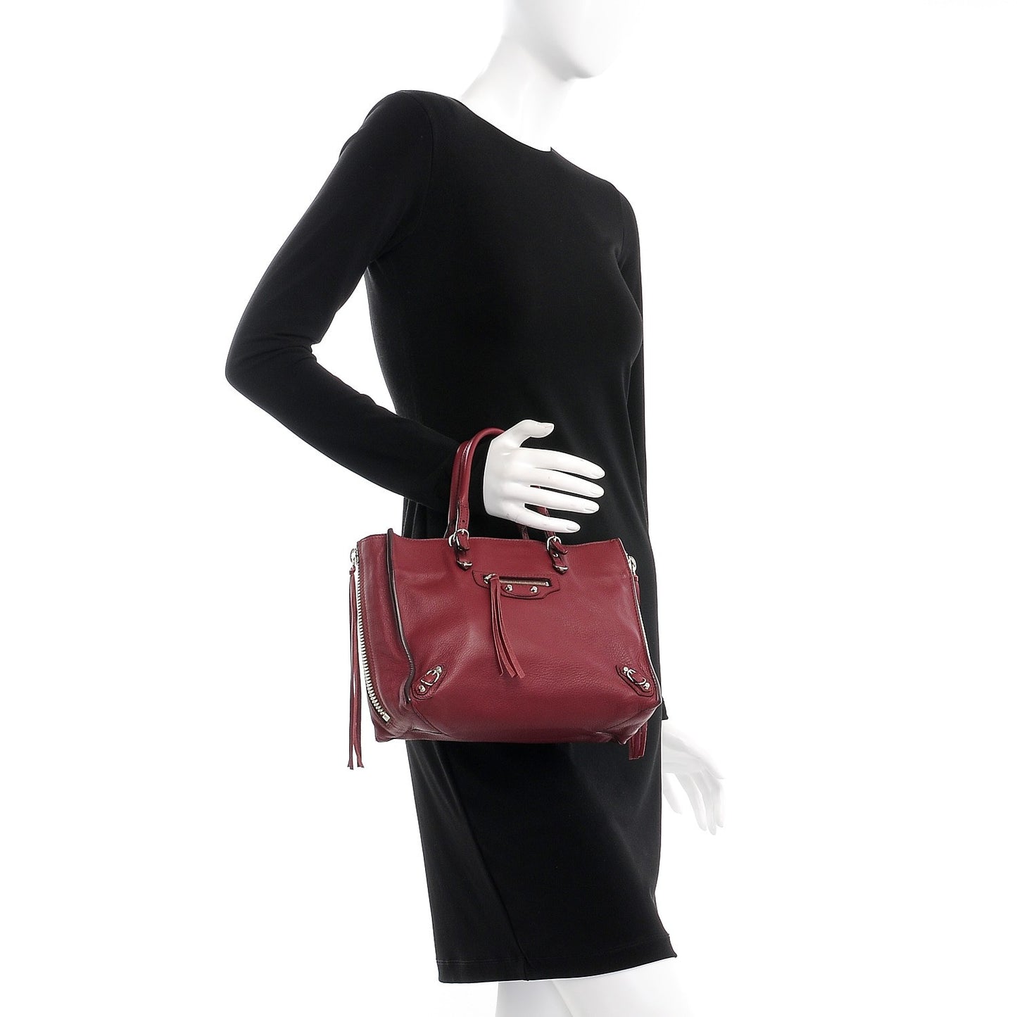Veau Papier A6 Zip Around Tote Rouge Pourpre