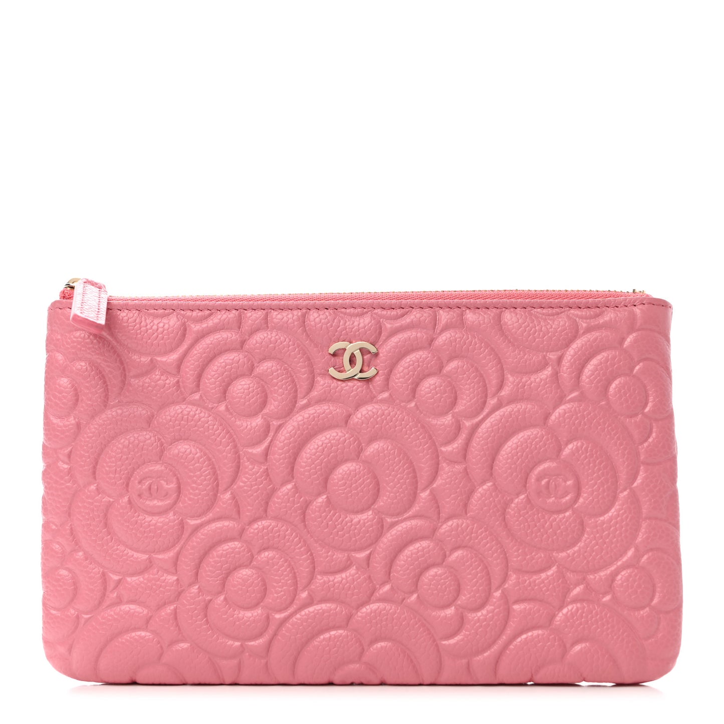 Caviar Camellia Embossed Cosmetic Pouch Pink