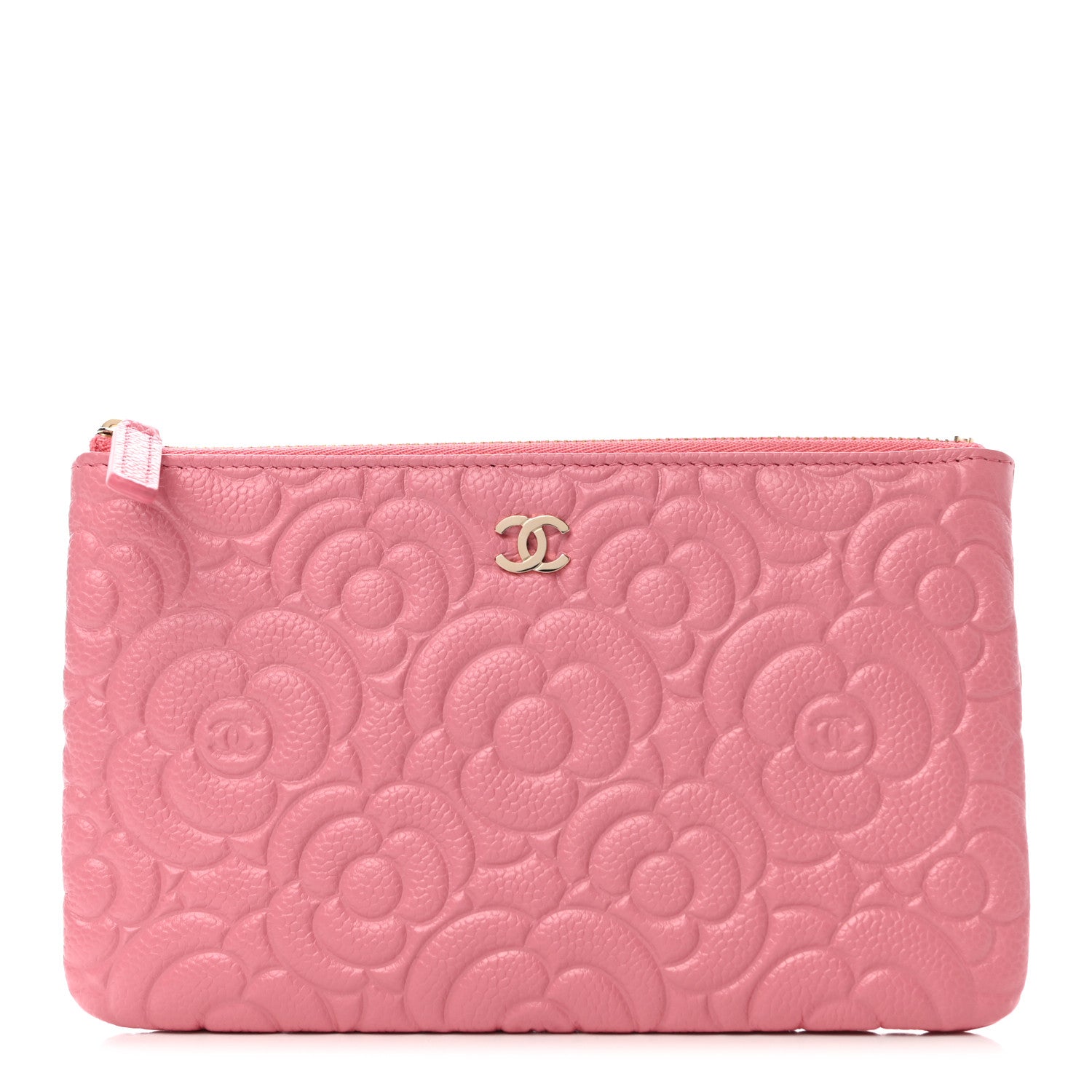 Chanel Caviar Camellia Embossed Cosmetic Pouch Pink 1 of 8