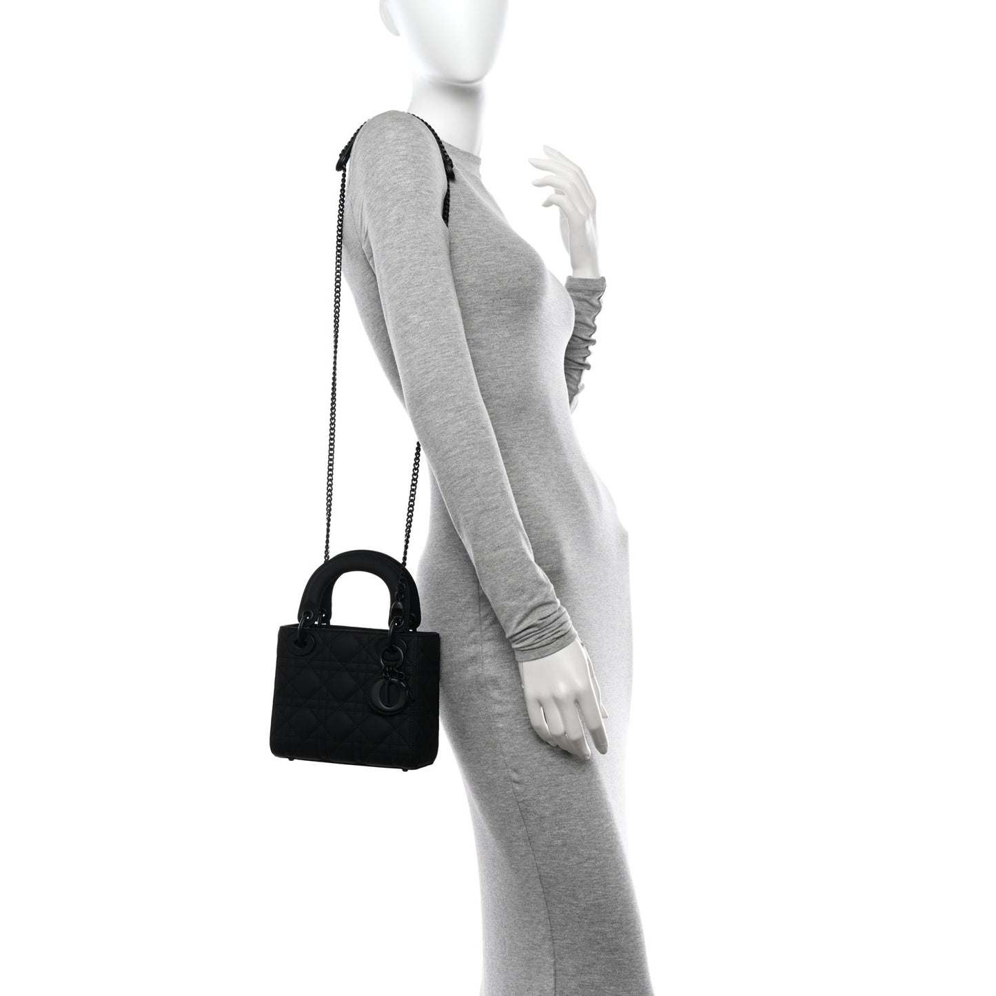 Ultra Matte Calfskin Cannage Mini Lady Dior Black