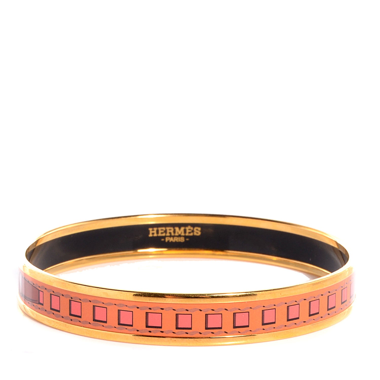 Hermes Enamel Printed Colliers de Chiens Narrow Bracelet 70 Sables 1 of 4