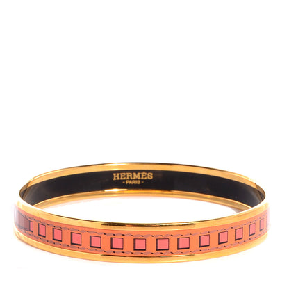 Hermes Enamel Printed Colliers de Chiens Narrow Bracelet 70 Sables 1 of 4