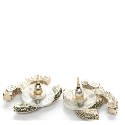 Chanel Enamel CC Baroque Earrings Black Gold 3 of 6